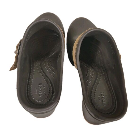 Crocs Sarah Clog Mules Women’s 8 Brown Block Heel Platform Comfort - Picture 7 of 9